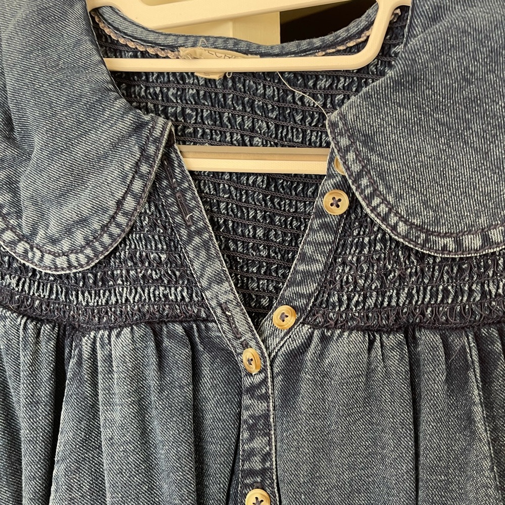 Pilcro By ANTHROPOLOGIE The Findley Puff Sleeve Collared Mini Dress Blue Sz XXS - Picture 5 of 7